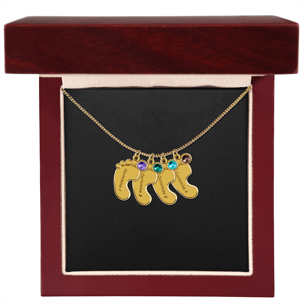 HeartScriptions - Engraved Baby Feet Necklace with Birthstone