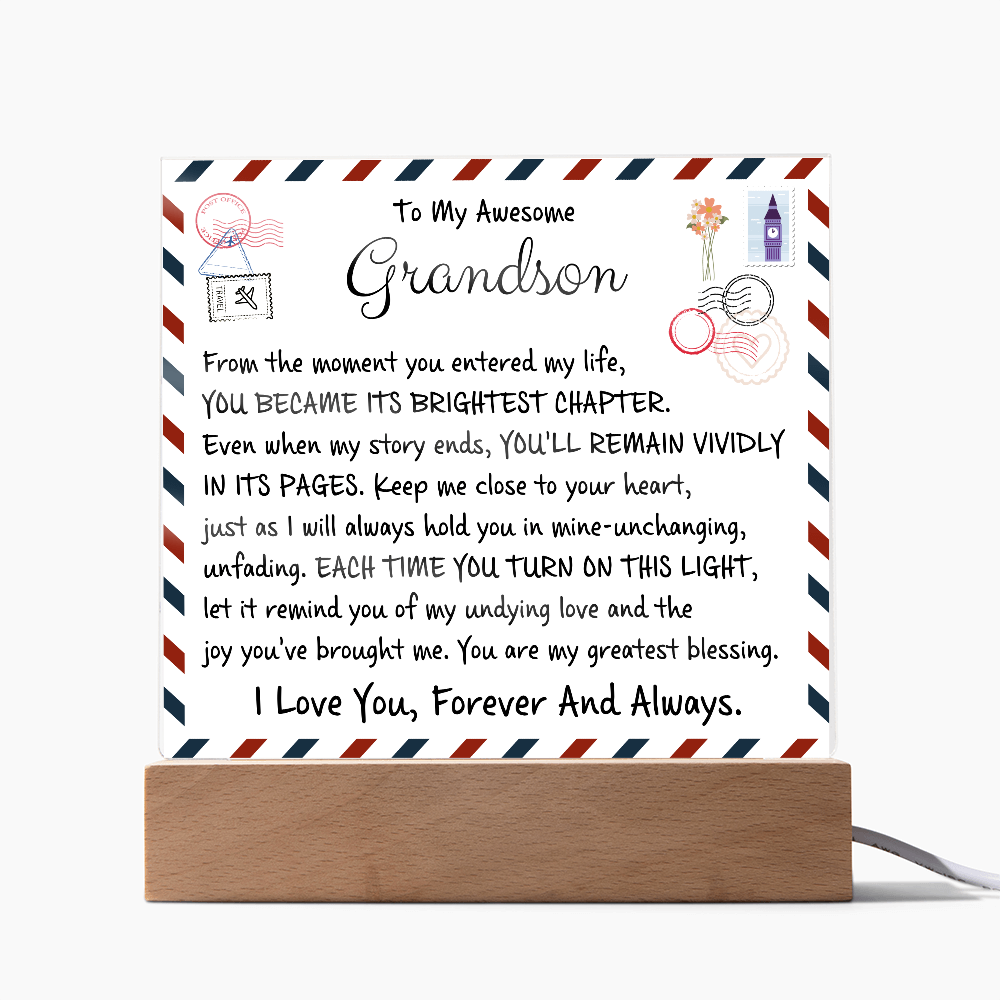 HeartWork - Acrylic Square Plaque - Grandson My Greatest Blessings