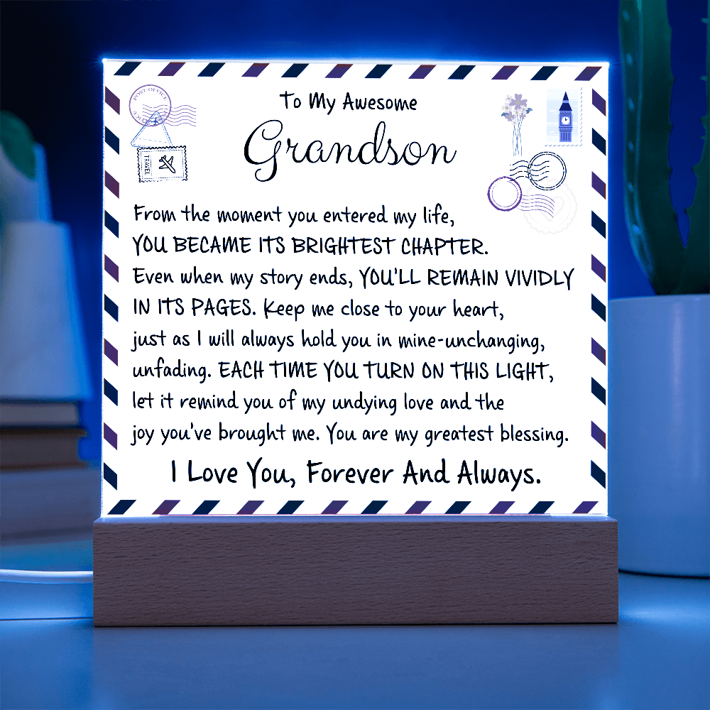 HeartWork - Acrylic Square Plaque - Grandson My Greatest Blessings