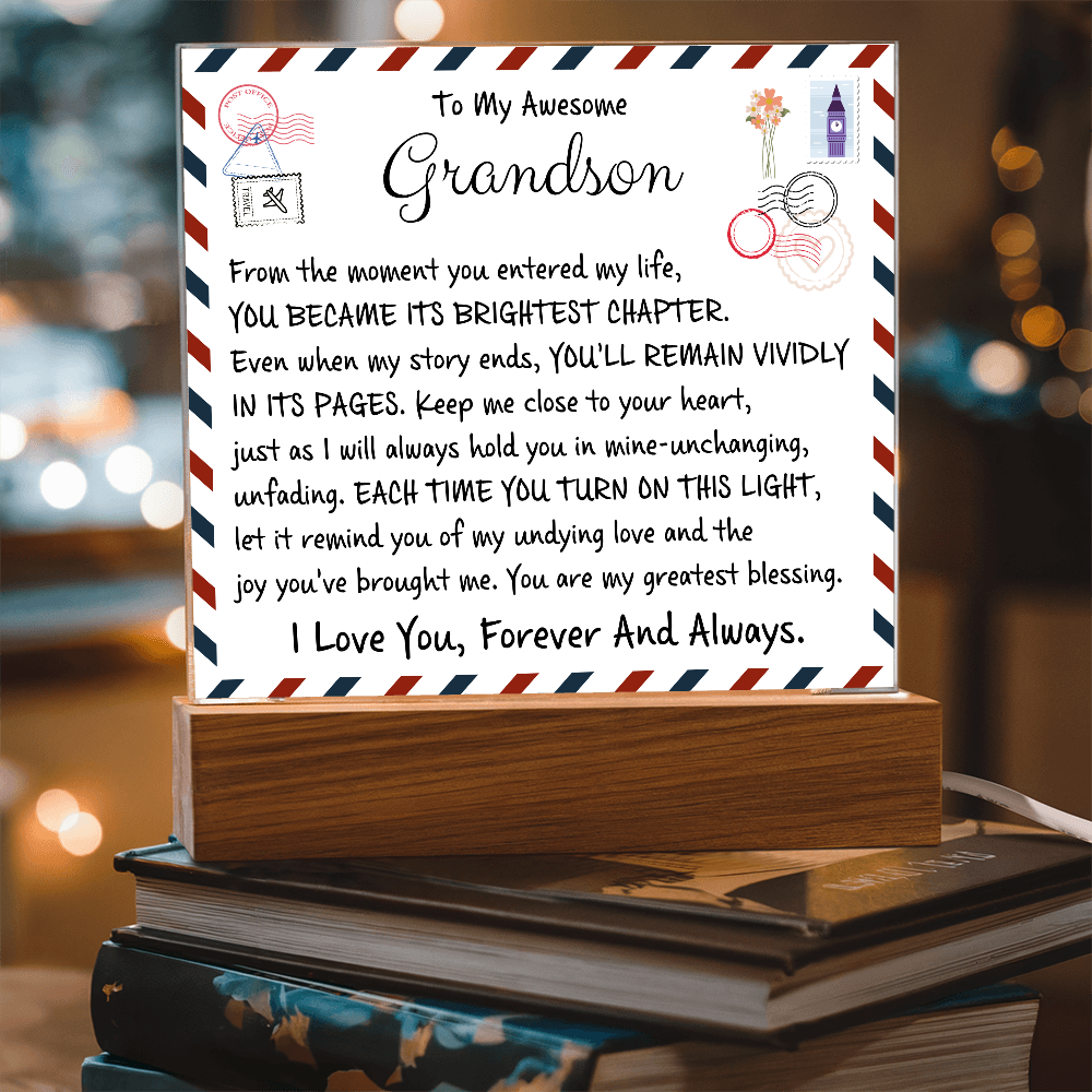 HeartWork - Acrylic Square Plaque - Grandson My Greatest Blessings