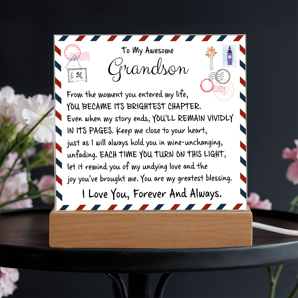 HeartWork - Acrylic Square Plaque - Grandson My Greatest Blessings