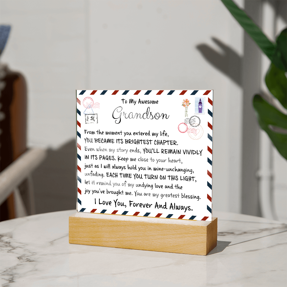 HeartWork - Acrylic Square Plaque - Grandson My Greatest Blessings