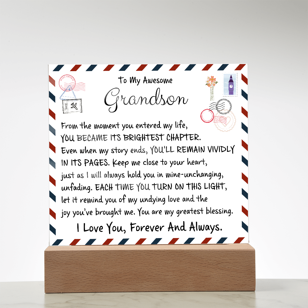 HeartWork - Acrylic Square Plaque - Grandson My Greatest Blessings