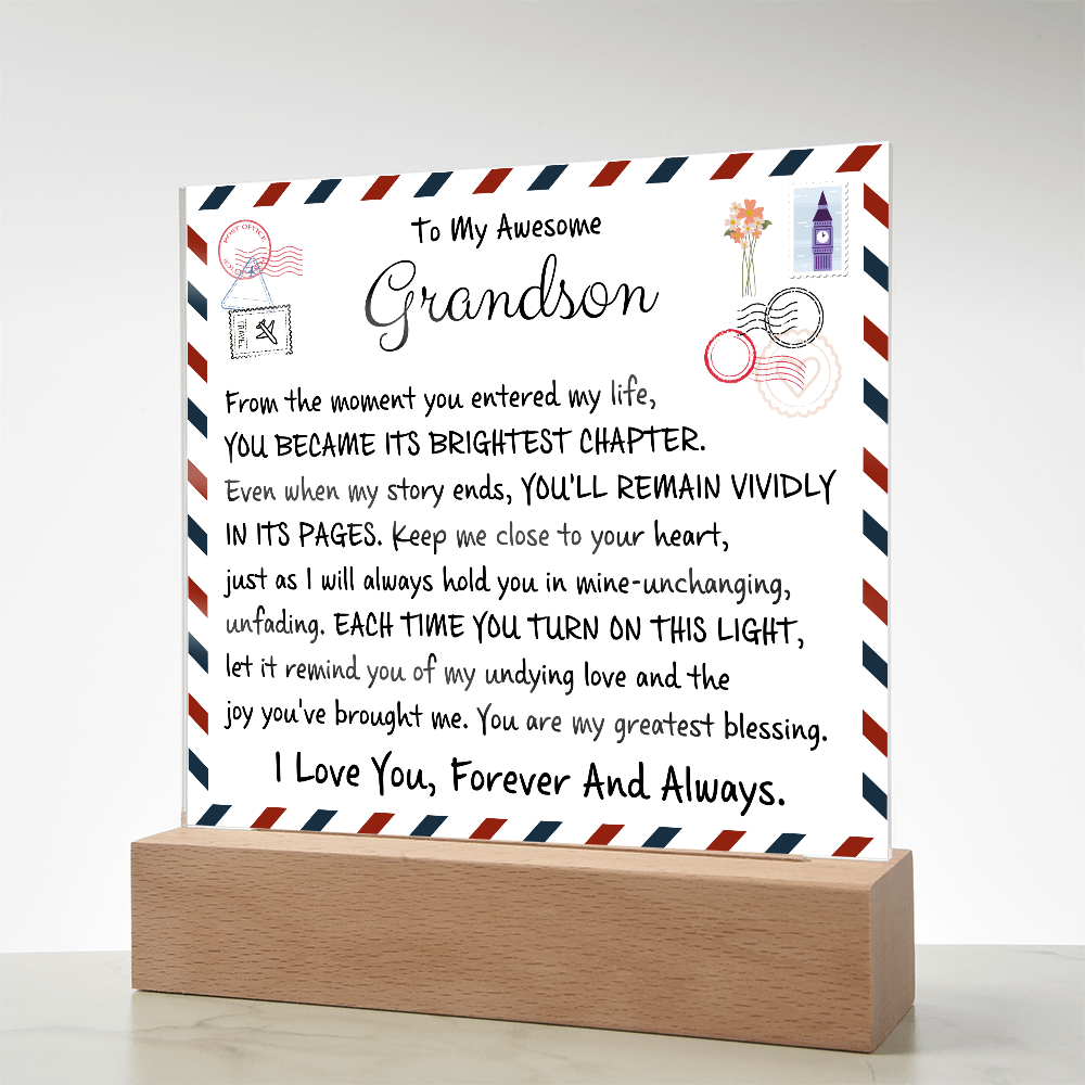 HeartWork - Acrylic Square Plaque - Grandson My Greatest Blessings