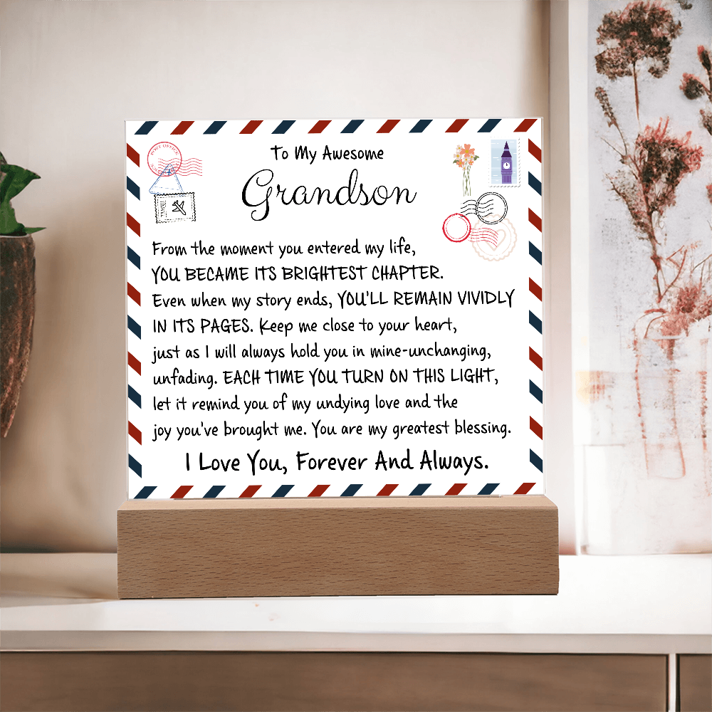HeartWork - Acrylic Square Plaque - Grandson My Greatest Blessings