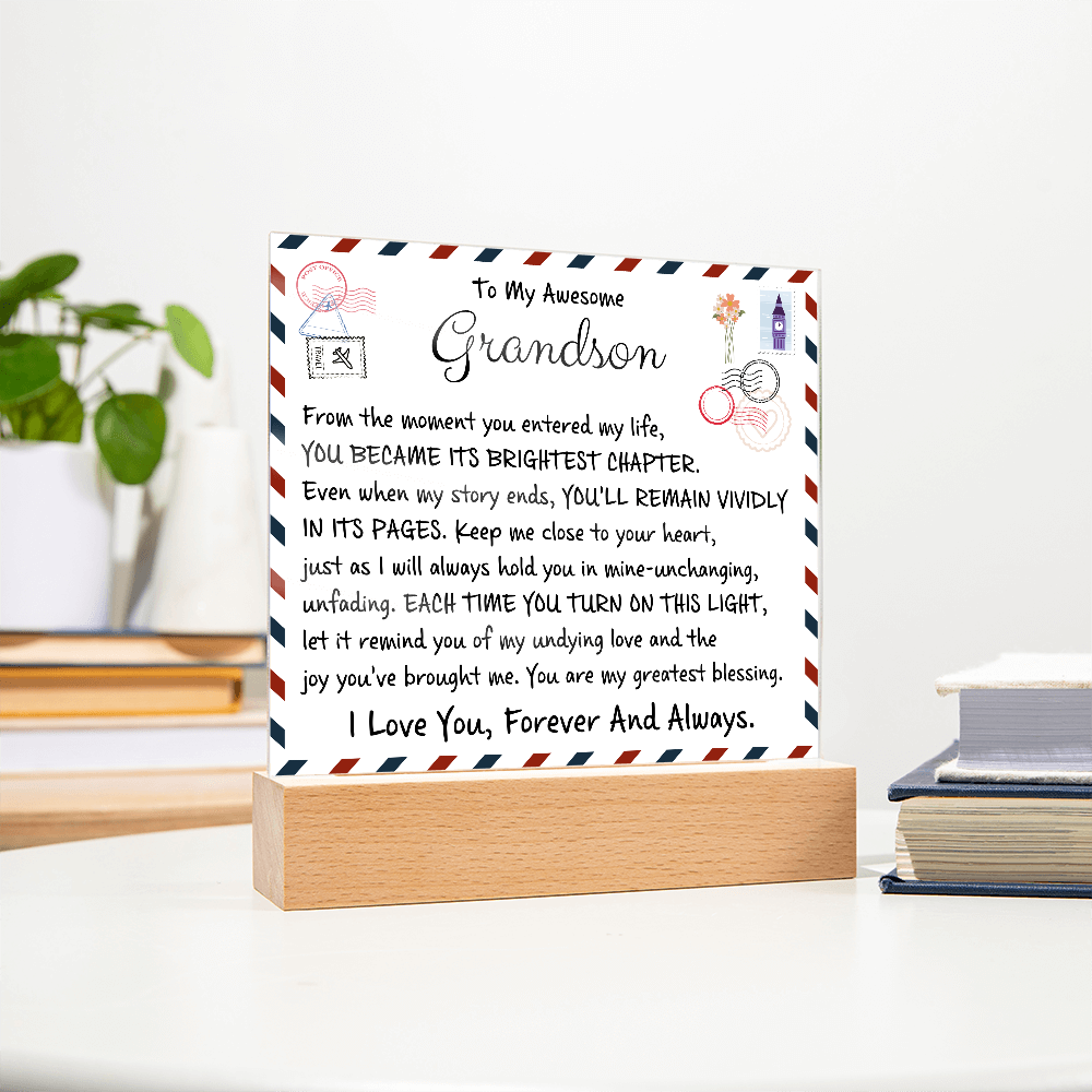 HeartWork - Acrylic Square Plaque - Grandson My Greatest Blessings