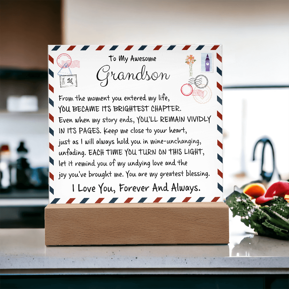 HeartWork - Acrylic Square Plaque - Grandson My Greatest Blessings