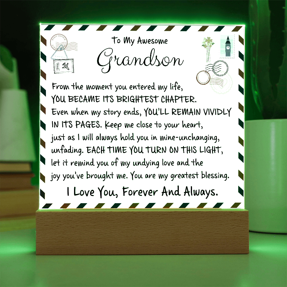 HeartWork - Acrylic Square Plaque - Grandson My Greatest Blessings
