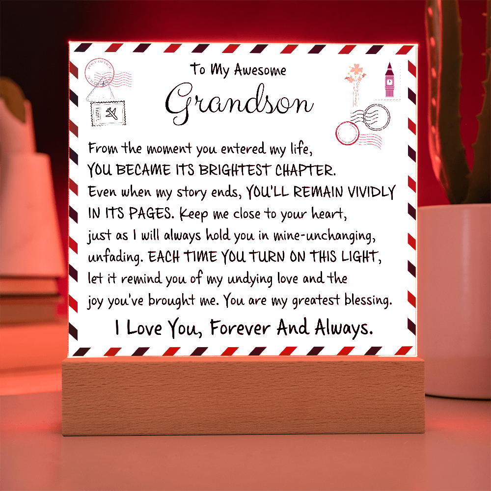 HeartWork - Acrylic Square Plaque - Grandson My Greatest Blessings