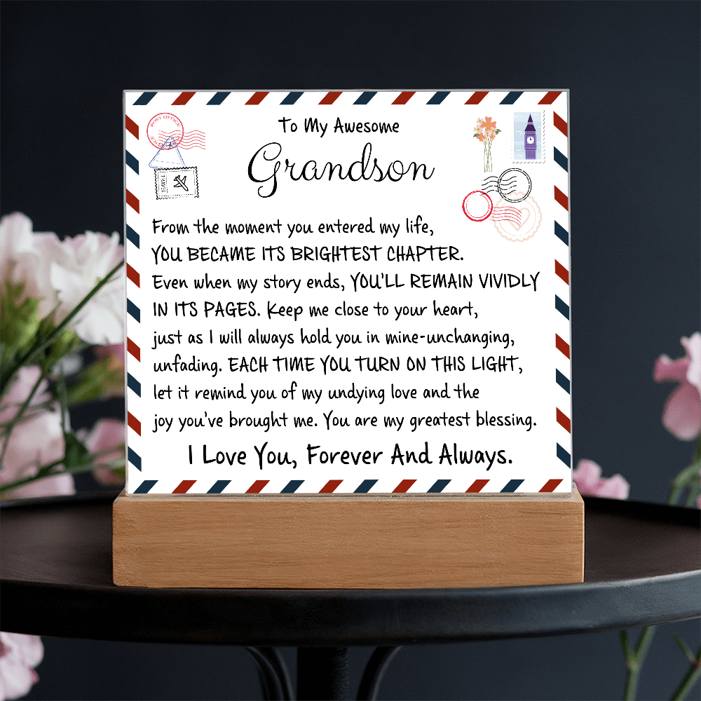 HeartWork - Acrylic Square Plaque - Grandson My Greatest Blessings