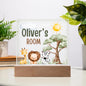 HeartWork - Acrylic Square Plaque - Jungle Animals Room (Personalized)