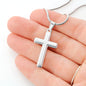 HeartScriptions - Engraved Stainless Steel Cross Necklace w/Snake Chain