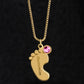 HeartScriptions - Engraved Baby Feet Necklace with Birthstone