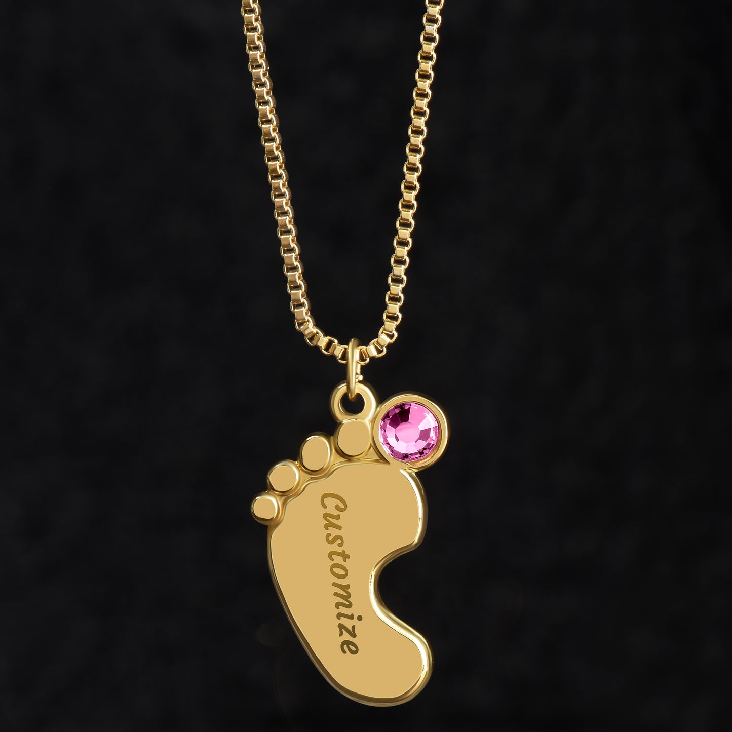 HeartScriptions - Engraved Baby Feet Necklace with Birthstone