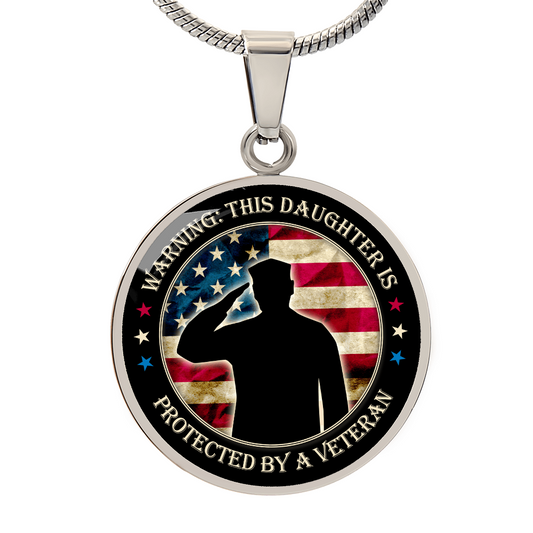 HeartArt - Graphic Circle Necklace - Daughter Protected By a Veteran