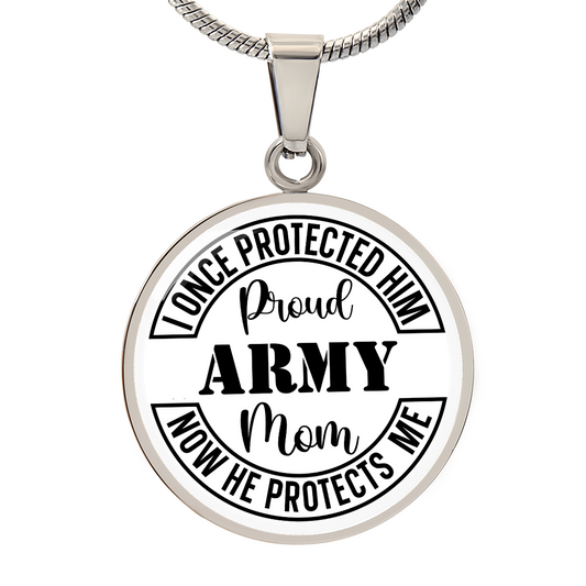 HeartArt - Graphic Circle Necklace - Proud Army Mom