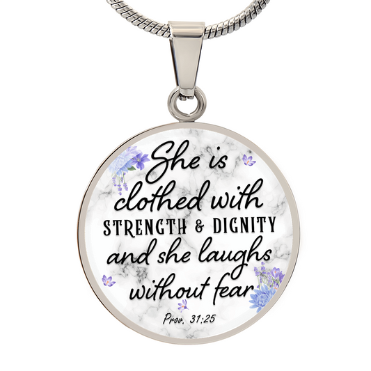 HeartArt - Graphic Circle Necklace - She Is Clothed In Strength And Dignity