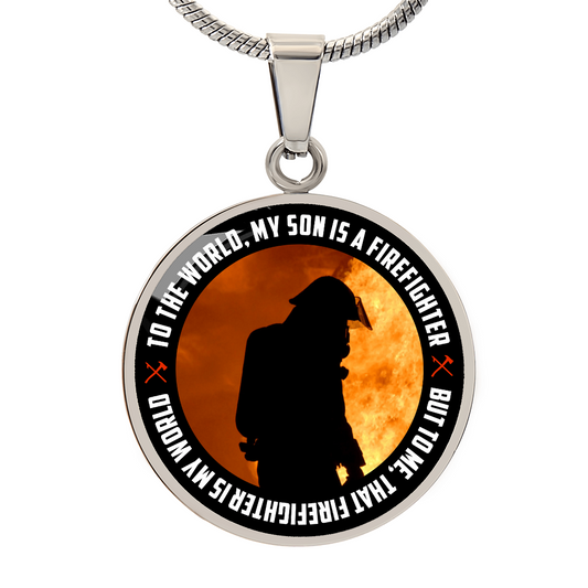 HeartArt - Graphic Circle Necklace - My Son is a Firefighter