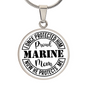 HeartArt - Graphic Circle Necklace - Proud Marine Mom