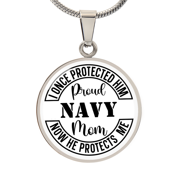 HeartArt - Graphic Circle Necklace - Proud Navy Mom