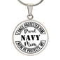 HeartArt - Graphic Circle Necklace - Proud Navy Mom