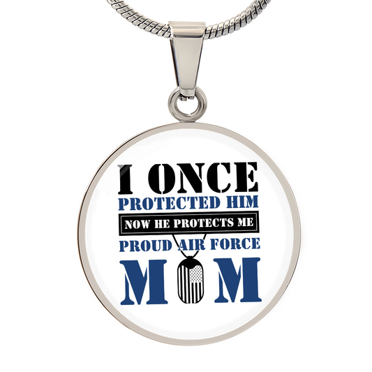 HeartArt - Graphic Circle Necklace - I Once Protected Him Proud Air Force Mom