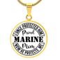 HeartArt - Graphic Circle Necklace - Proud Marine Mom