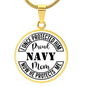HeartArt - Graphic Circle Necklace - Proud Navy Mom