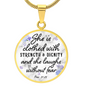 HeartArt - Graphic Circle Necklace - She Is Clothed In Strength And Dignity
