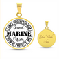 HeartArt - Graphic Circle Necklace - Proud Marine Mom