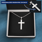 HeartScriptions - Engraved Stainless Steel Cross Necklace w/Ball Chain