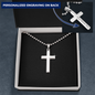 HeartScriptions - Engraved Stainless Steel Cross Necklace w/Ball Chain