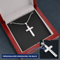 HeartScriptions - Engraved Stainless Steel Cross Necklace w/Ball Chain