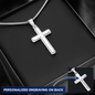 HeartScriptions - Engraved Stainless Steel Cross Necklace w/Snake Chain