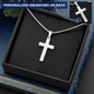 HeartScriptions - Engraved Stainless Steel Cross Necklace w/Snake Chain