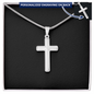 HeartScriptions - Engraved Stainless Steel Cross Necklace w/Snake Chain
