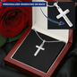 HeartScriptions - Engraved Stainless Steel Cross Necklace w/Snake Chain