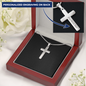 HeartScriptions - Engraved Stainless Steel Cross Necklace w/Snake Chain