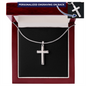 HeartScriptions - Engraved Stainless Steel Cross Necklace w/Snake Chain