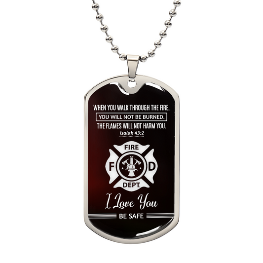 HeartArt - Graphic Dog Tag Necklace - When You Walk Through The Fire