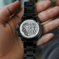 Heart of Time - Black Chronograph Engraved Watch - Man of God