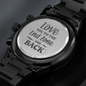 Heart of Time - Black Chronograph Engraved Watch - Love You To The End Zone