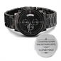 Heart of Time - Black Chronograph Engraved Watch - Counting Down The Seconds Until "I Do"