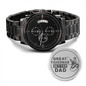 Heart of Time - Black Chronograph Engraved Watch - Fisherman Dad