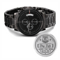 Heart of Time - Black Chronograph Engraved Watch - Police Stay Safe