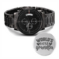 Heart of Time - Black Chronograph Engraved Watch - World's Best Grandpa