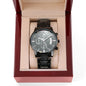 Heart of Time - Black Chronograph Engraved Watch - Counting Down The Seconds Until "I Do"