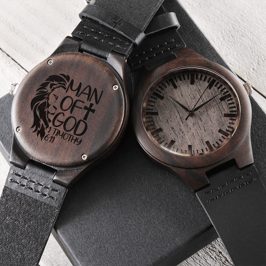 Heart of Time - Wood Engraved Watch - Man of God