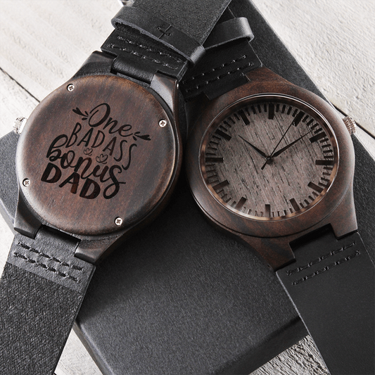 Heart of Time - Wood Engraved Watch - Badass Bonus Dad