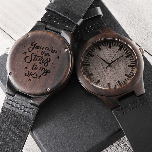 Heart of Time - Wood Engraved Watch - Stars To My Sky